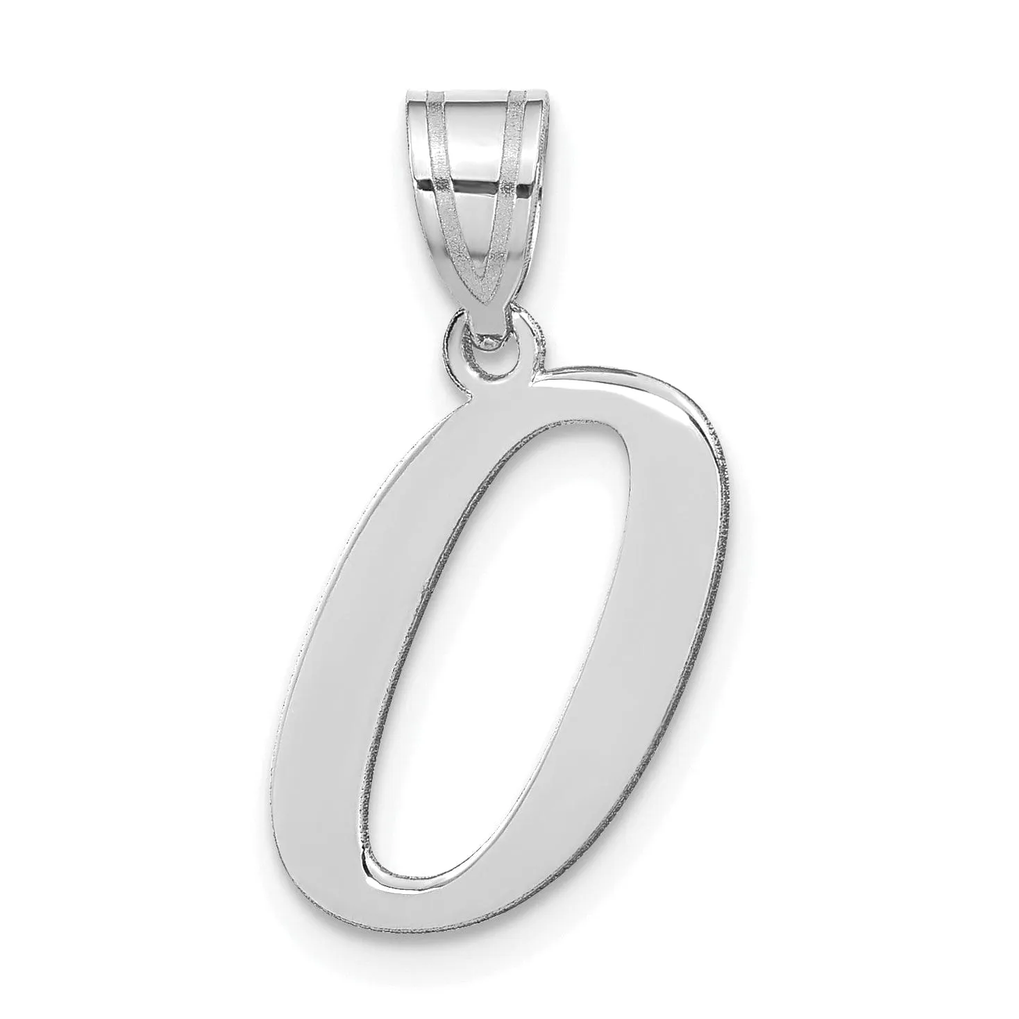 14k White Gold  Slanted Design Letter O Initial Charm Pendant