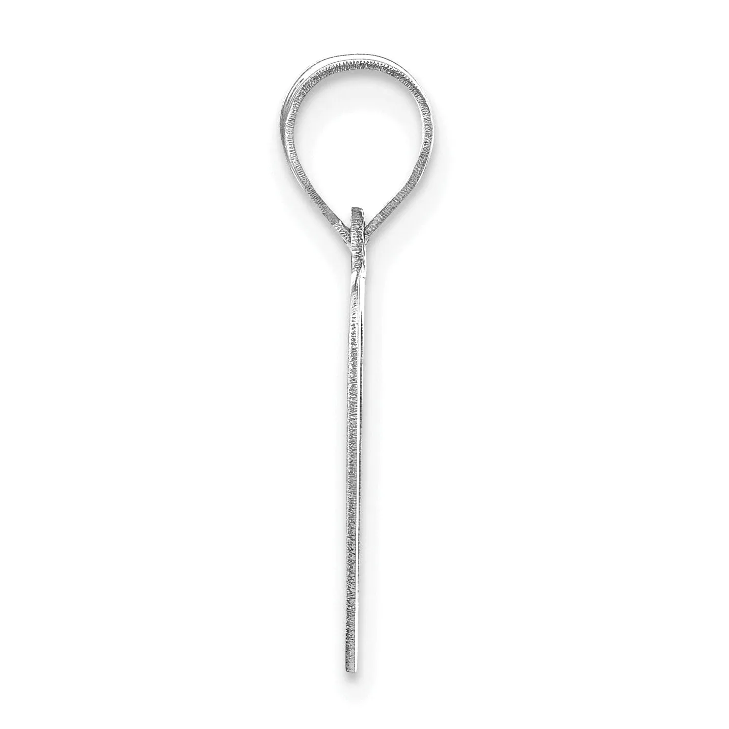 14k White Gold  Slanted Design Letter O Initial Charm Pendant