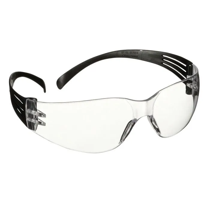 3M SecureFit 100 Series SF101AF-BLK Safety Glasses, Black Temples, Clear Anti-Fog/Anti-Scratch Lens, Case of 20