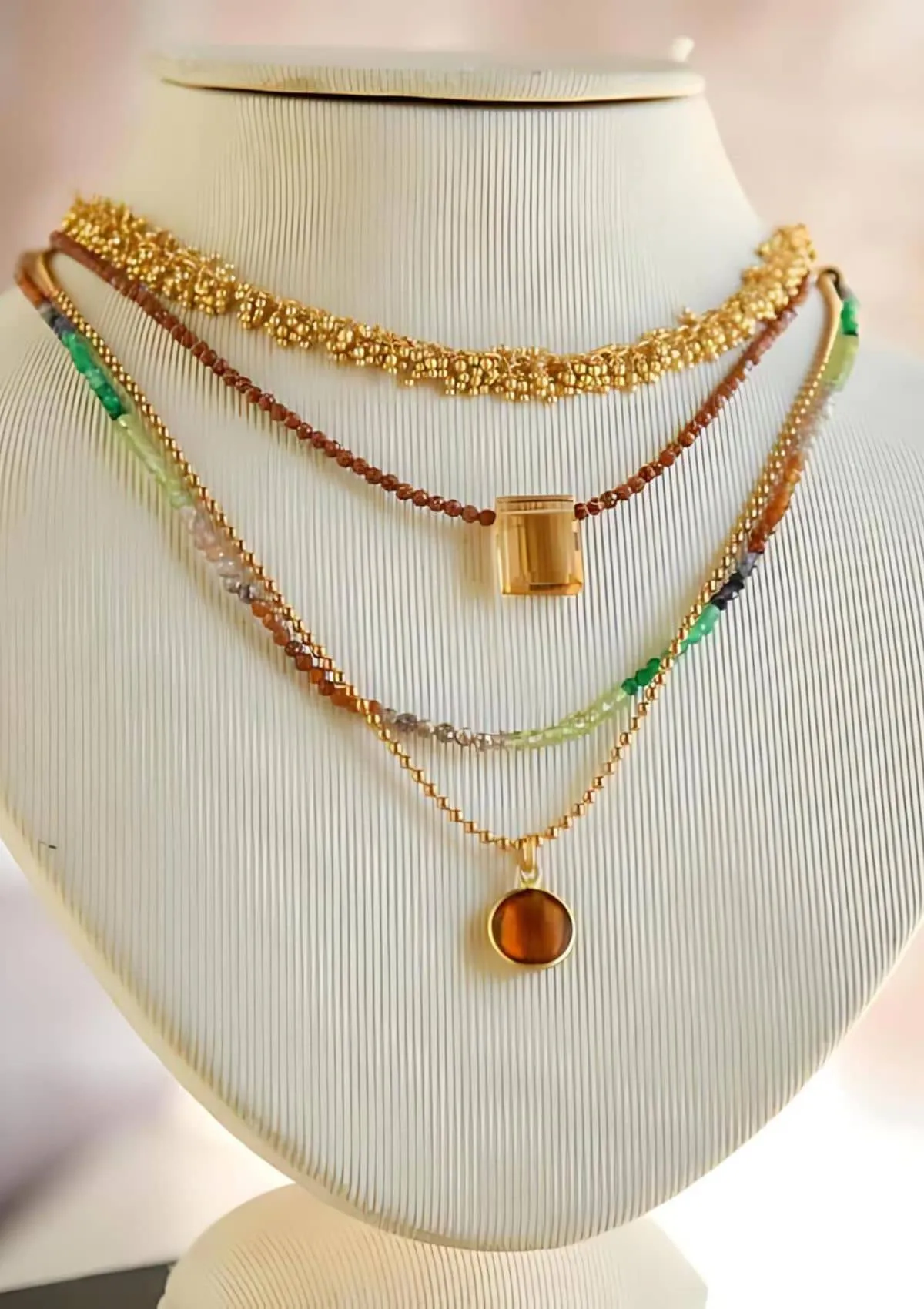Avery Double Strand Necklace - White