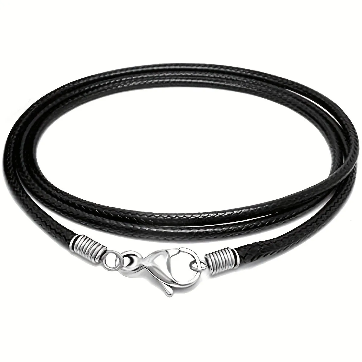 Black Leather Cord Necklace for Men and Women