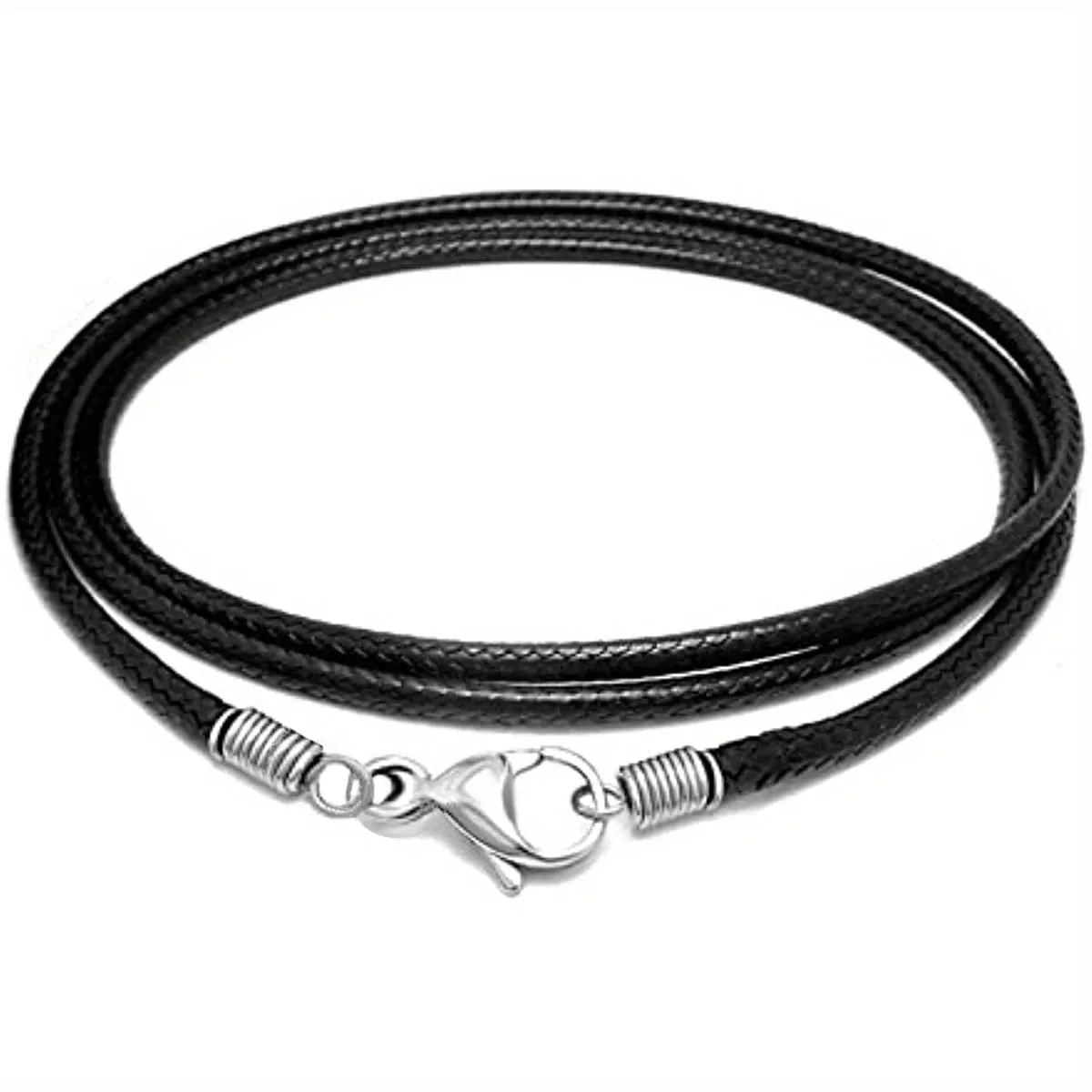 Black Leather Cord Necklace for Men and Women