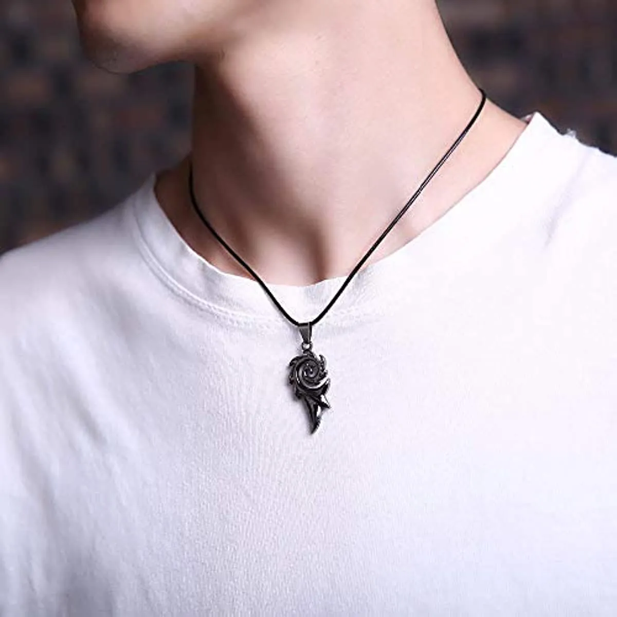 Black Leather Cord Necklace for Men and Women