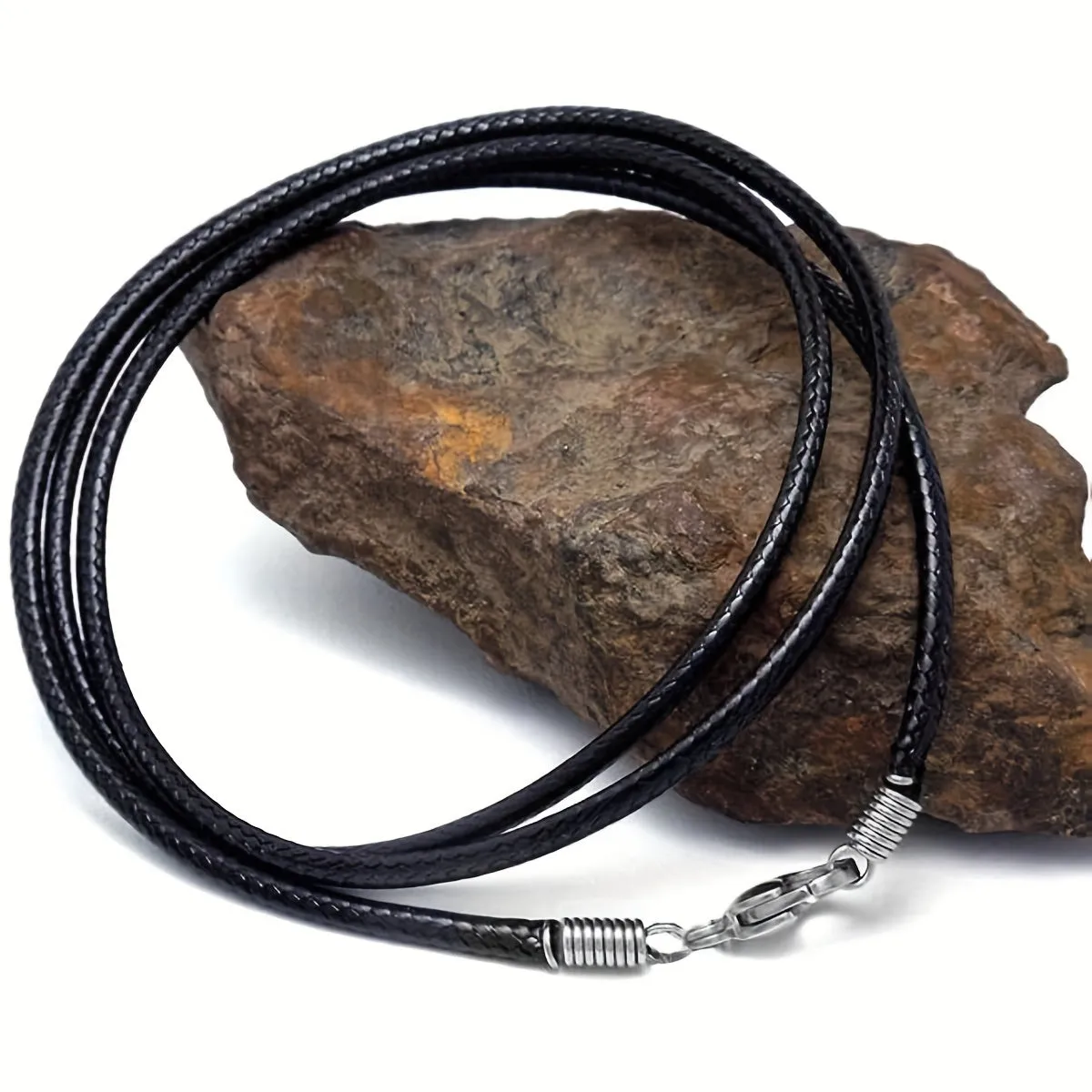Black Leather Cord Necklace for Men and Women