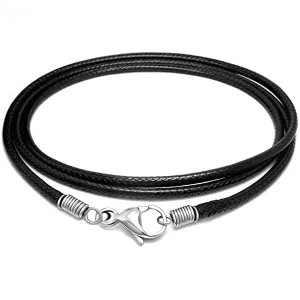 Black Leather Cord Necklace for Men and Women