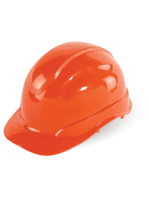 Bullhead Safety™ Head Protection Orange Unvented Cap Style Hard Hat With Six-Point Ratchet Suspension - HH-C2-O