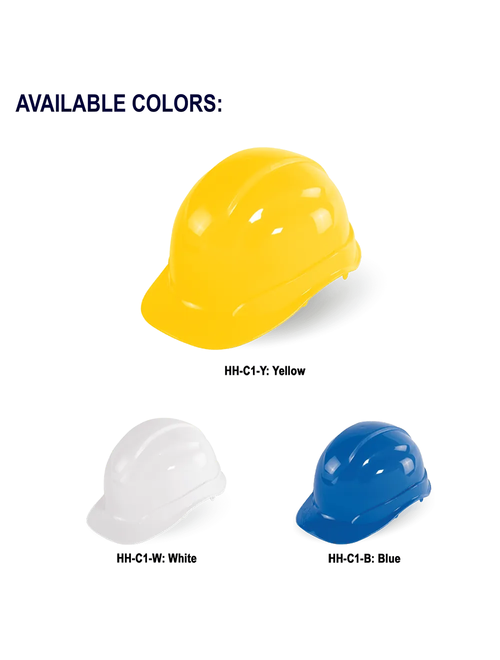 Bullhead Safety™ Head Protection White Unvented Cap Style Hard Hat With Six-Point Slide Lock Suspension - HH-C1-W