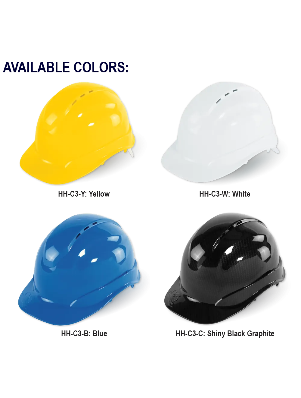 Bullhead Safety™ Head Protection Yellow Vented Cap Style Hard Hat With Six-Point Ratchet Suspension - HH-C3-Y