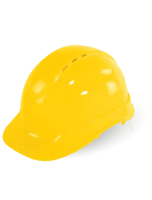 Bullhead Safety™ Head Protection Yellow Vented Cap Style Hard Hat With Six-Point Ratchet Suspension - HH-C3-Y