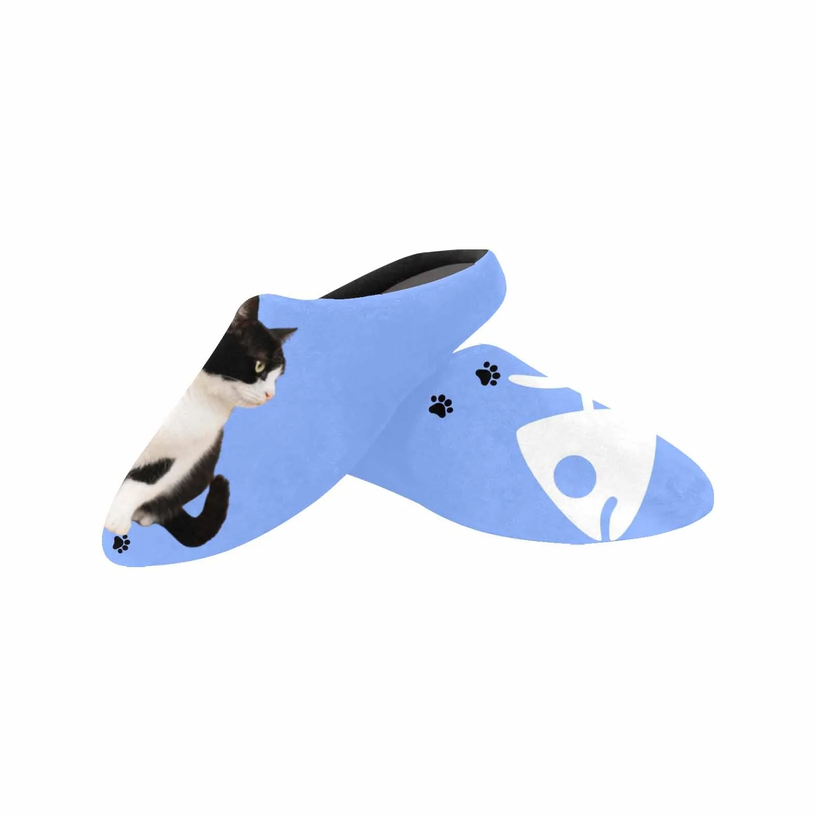 Couple Gift Custom Pet Face Cat Bone All Over Print Personalized Non-Slip Cotton Slippers For Girlfriend Boyfriend