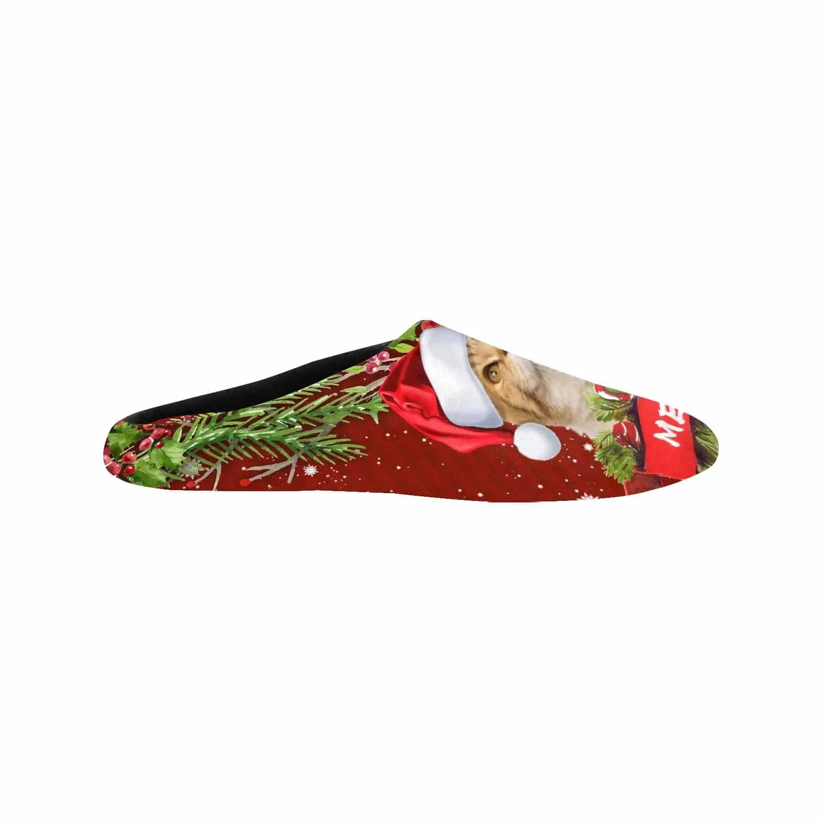 Couple Gift Red Green Custom Pet Cat Photo All Over Print Personalized Non-Slip Cotton Slippers For Girlfriend Boyfriend