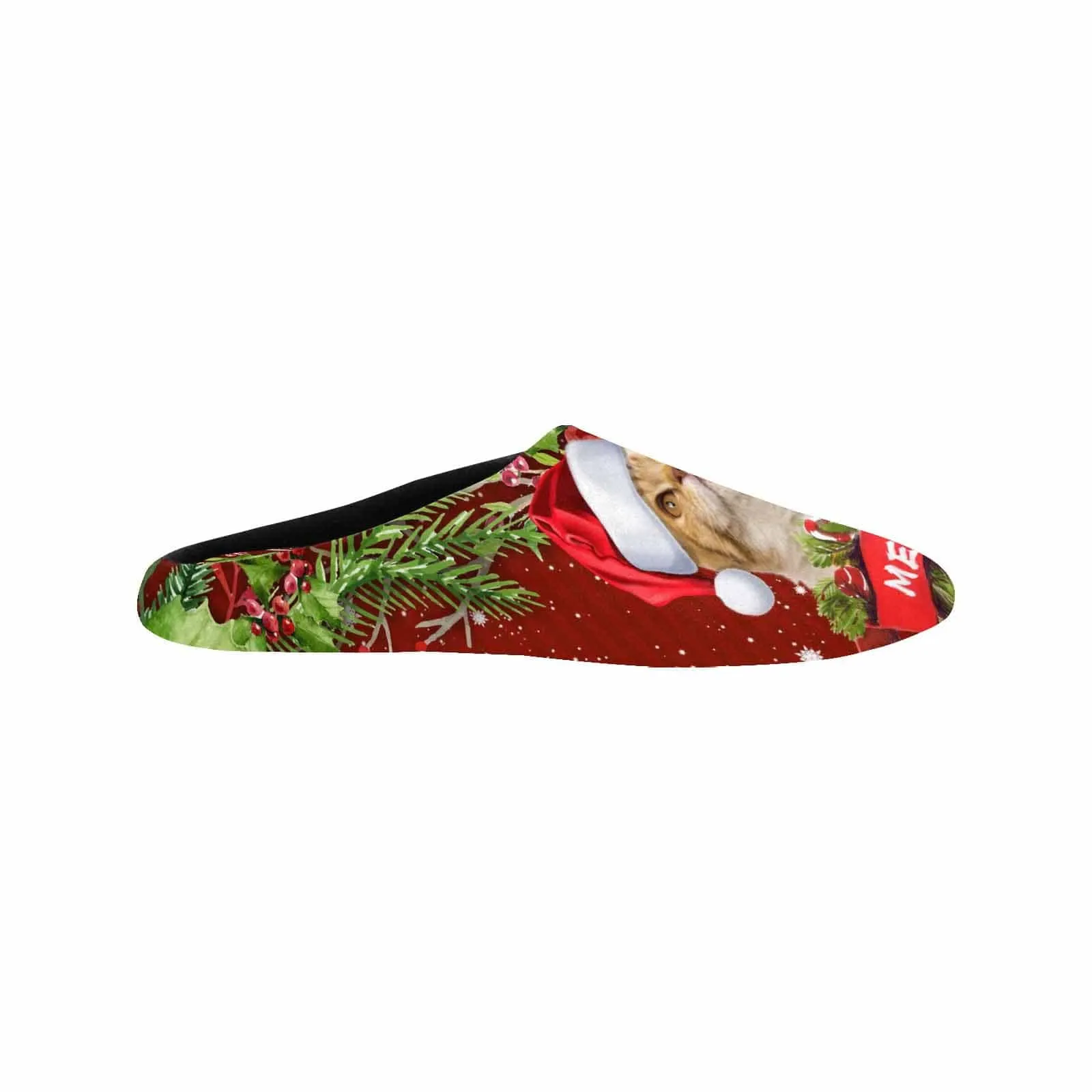 Couple Gift Red Green Custom Pet Cat Photo All Over Print Personalized Non-Slip Cotton Slippers For Girlfriend Boyfriend