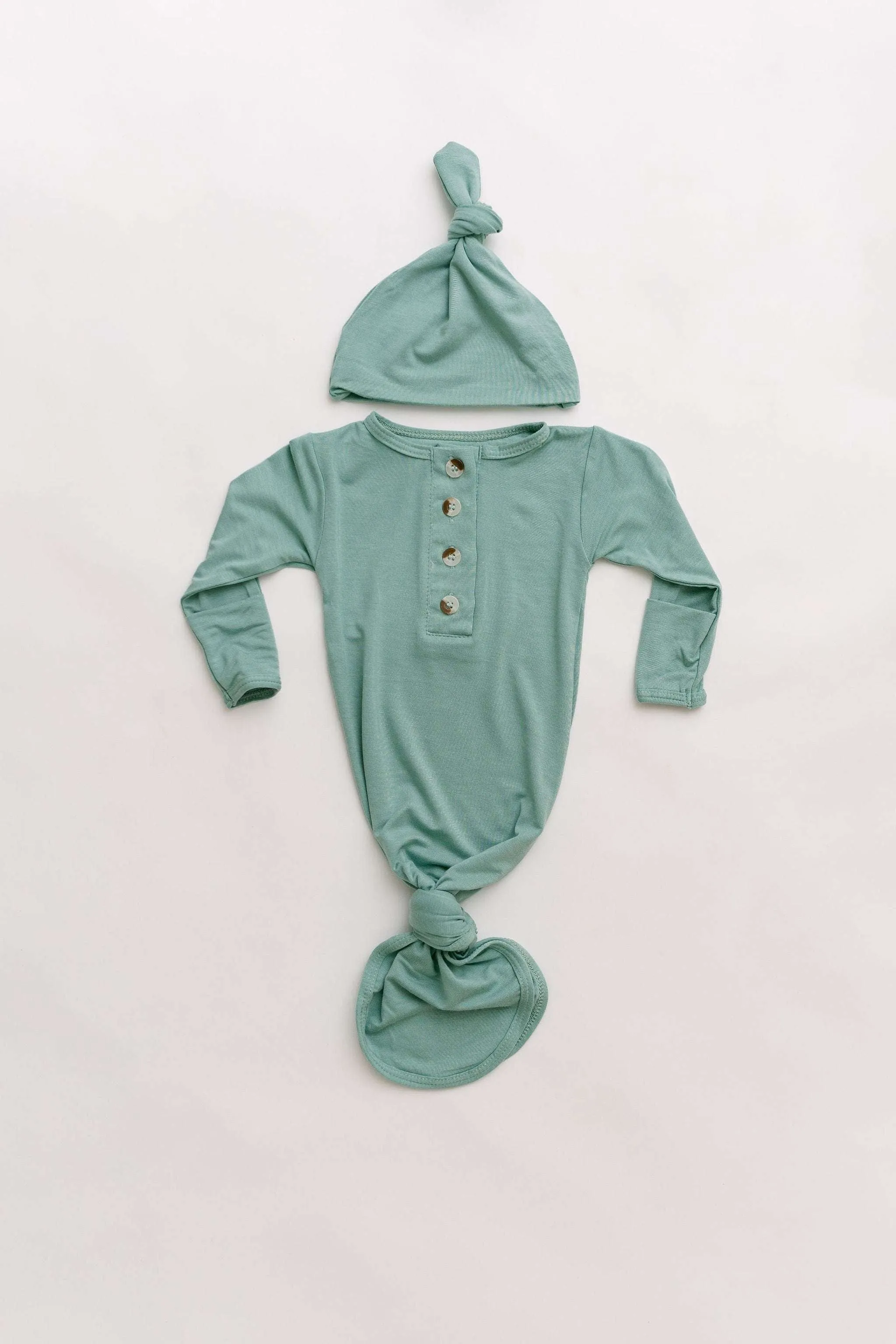 Emerson Knotted Baby Gown Set | Mint