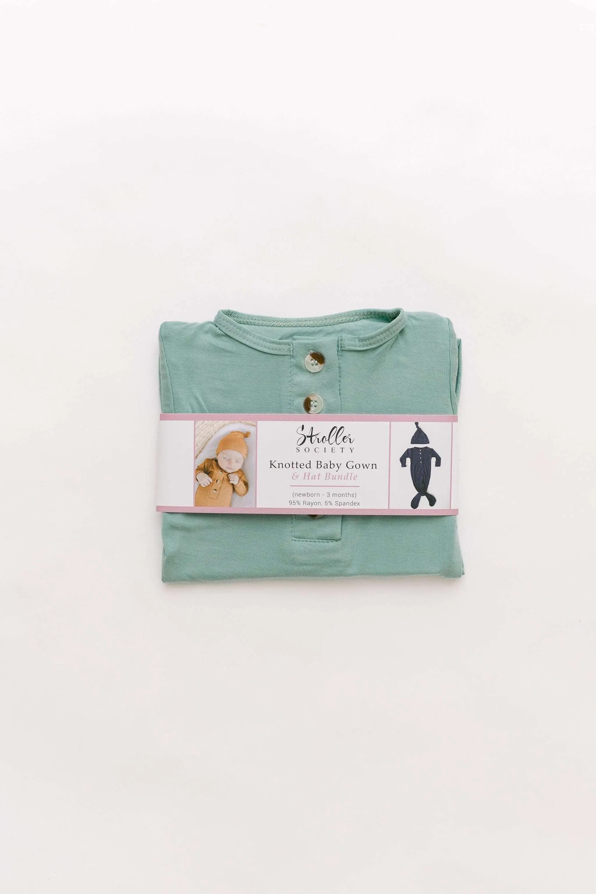 Emerson Knotted Baby Gown Set | Mint