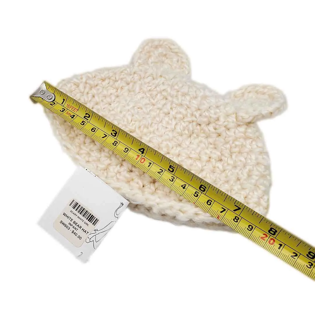 Hat - Infant - Bear (White) by Scary White Girl
