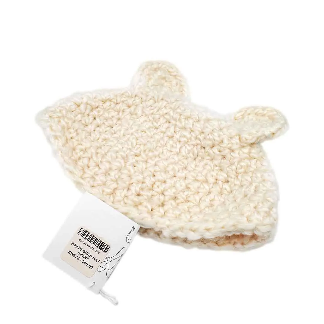 Hat - Infant - Bear (White) by Scary White Girl