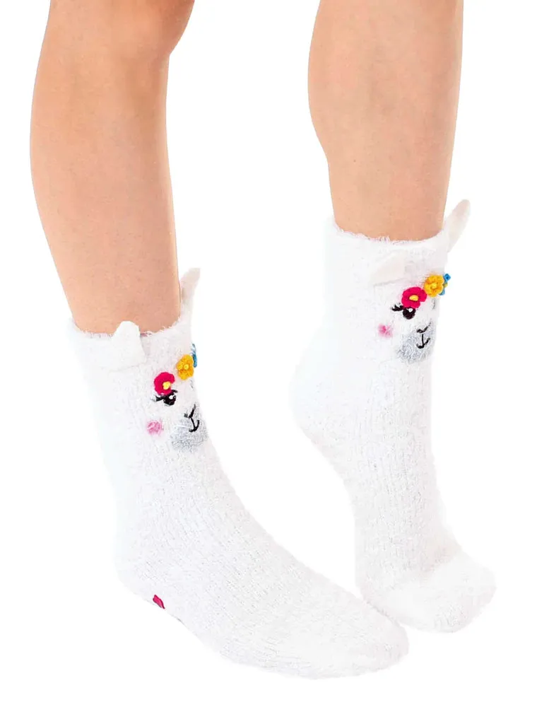 Llama Crew Slipper Socks Soft and Fuzzy Women's