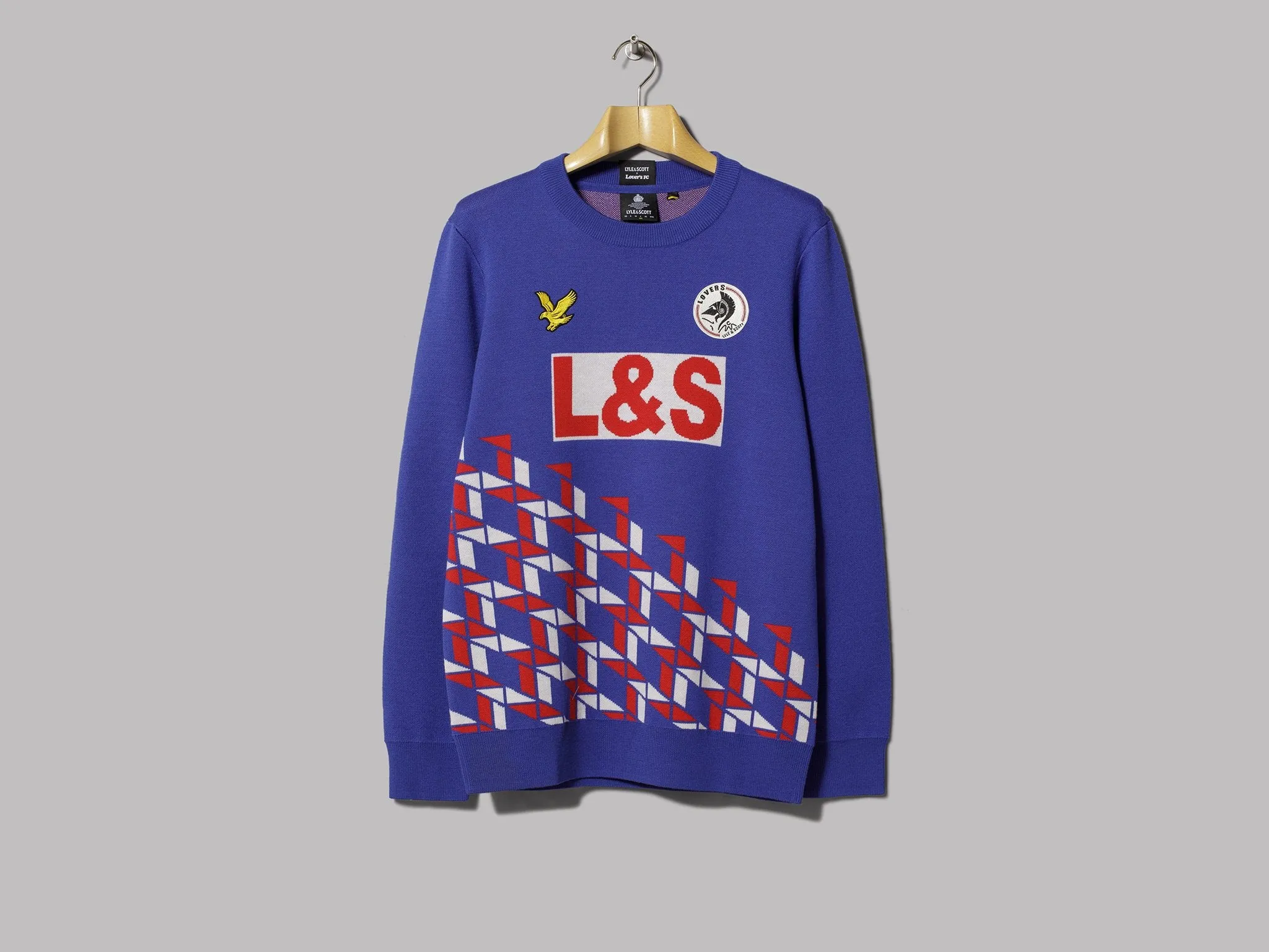 Lyle & Scott Geometric Jacquard Knitted Jumper (Navy / Gala Red)