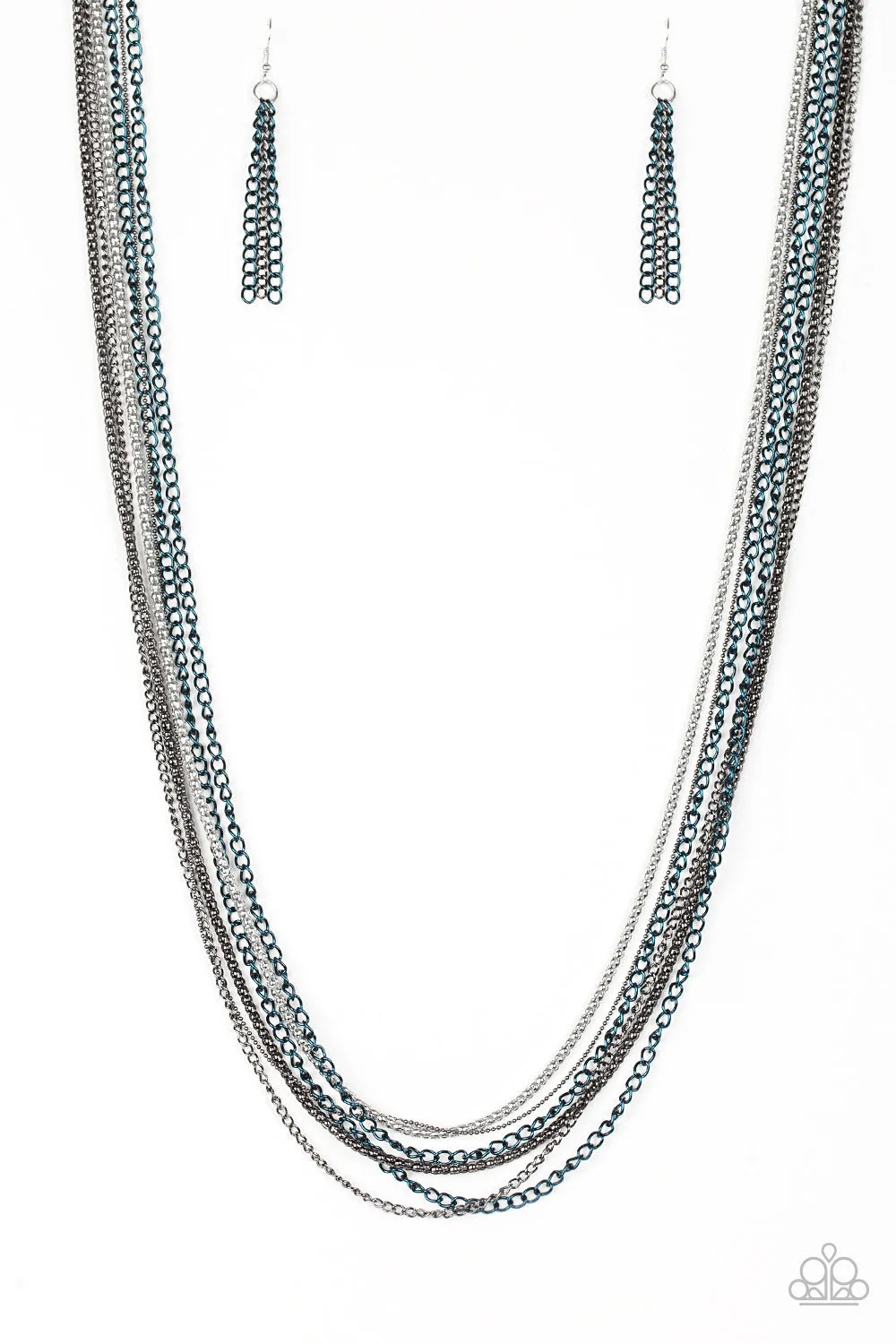 Paparazzi Colorful Calamity Blue Necklace Set
