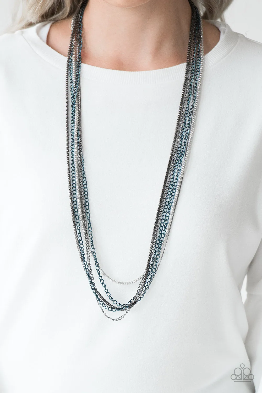 Paparazzi Colorful Calamity Blue Necklace Set