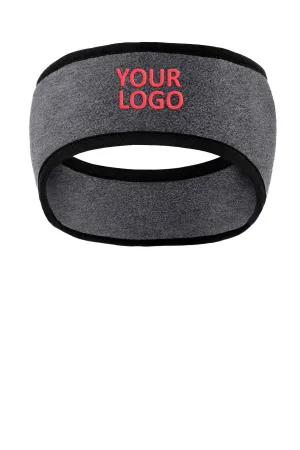 Port Authority Two-Color Fleece Customized Headbands, Midnight Heather