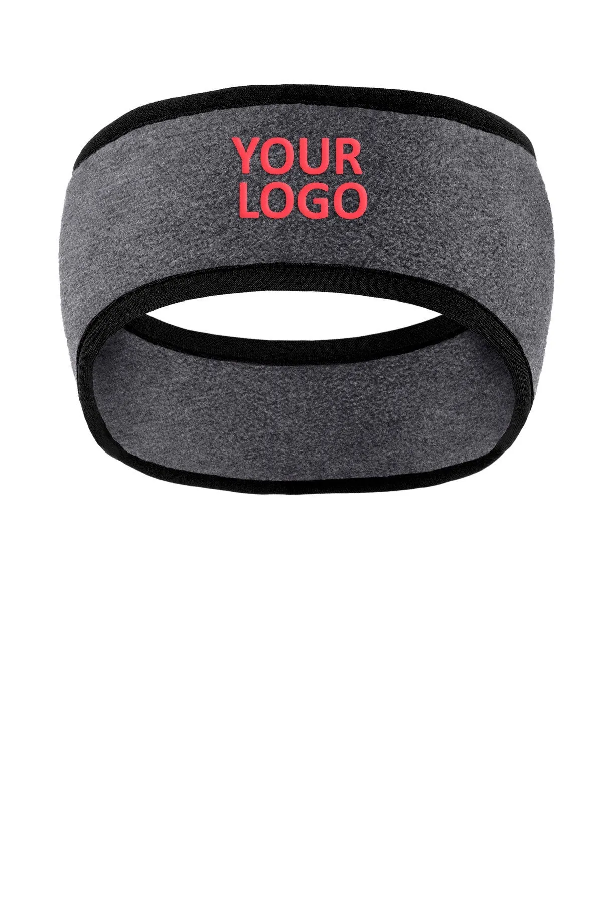 Port Authority Two-Color Fleece Customized Headbands, Midnight Heather