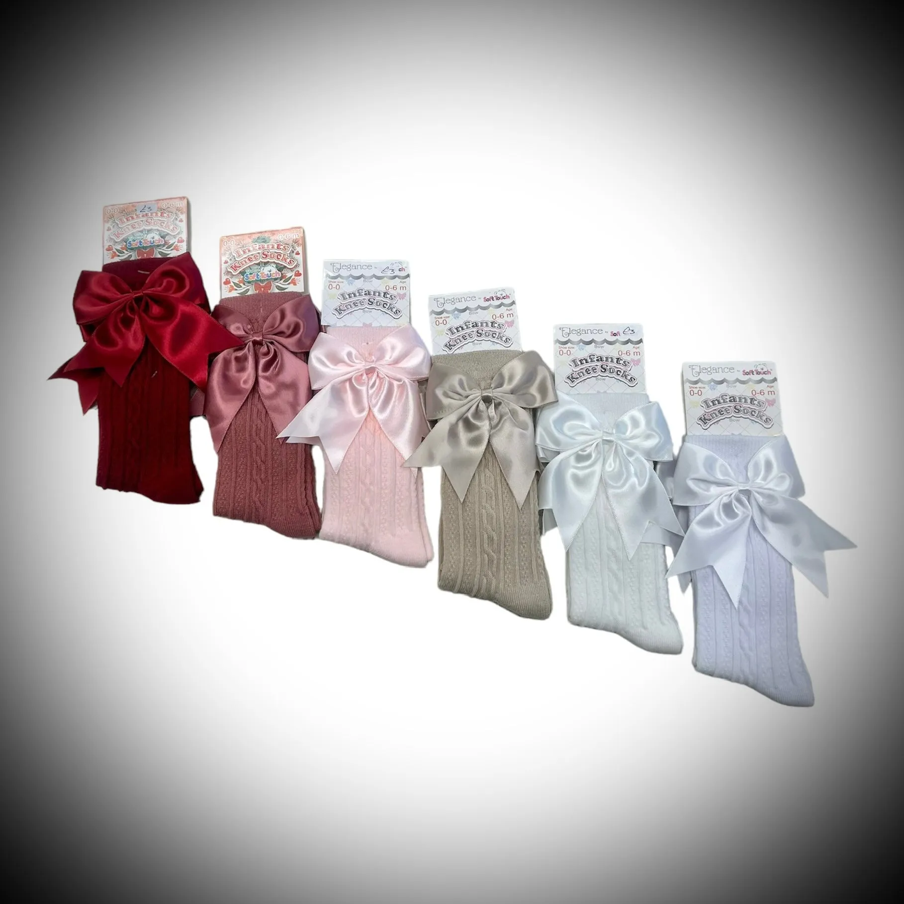 Soft Touch - long bow socks, white