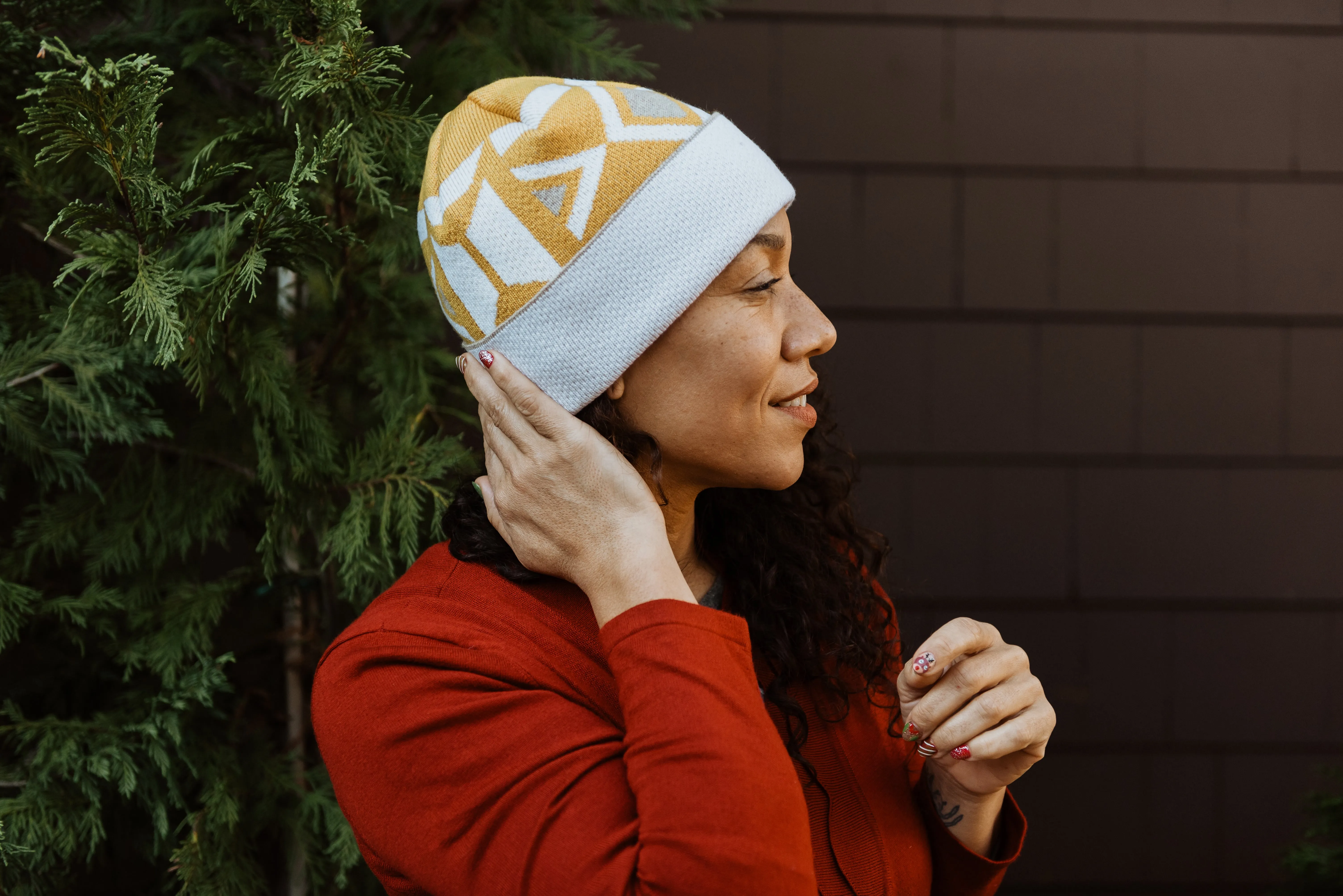 Upcycled Wool Beanie—Family Floral