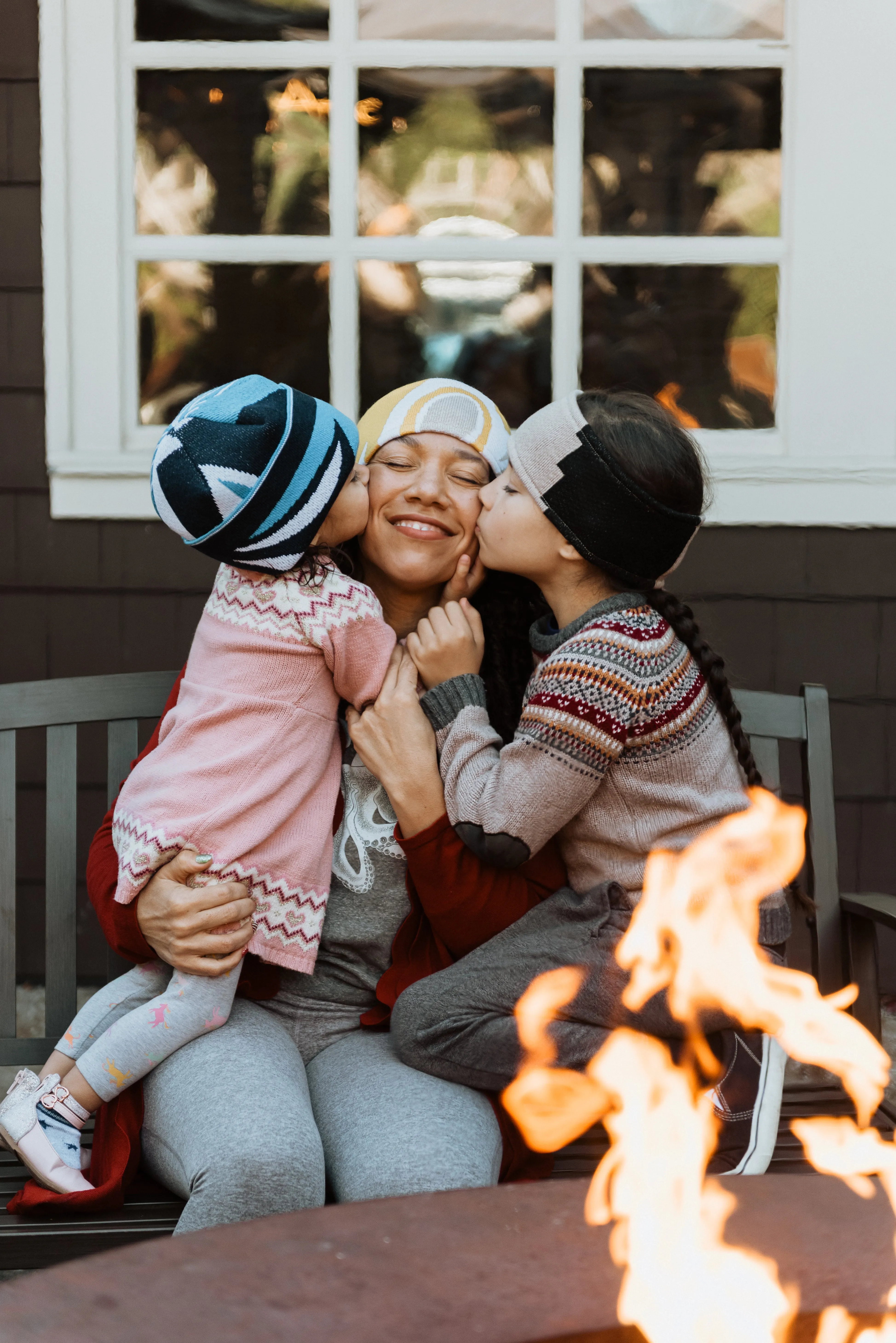 Upcycled Wool Beanie—Family Floral